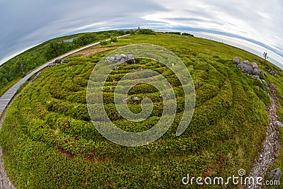 Stone labyrinths on the Bolshoy Zayatsky Island Stock Photo