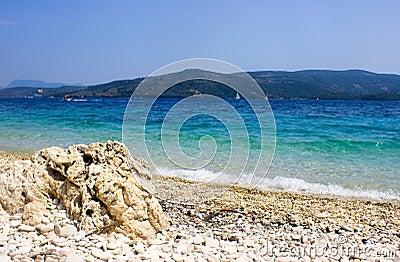 Stone in Lakka beach Stock Photo