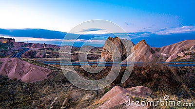 Cappadocia Landscape Goreme Village, Turkey Stock Photo