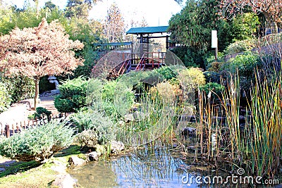 A Stone Lantern And The Garden With Maple Stock Photo