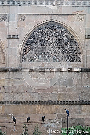 Stone latticework in an Ahmedabad mosque, India Stock Photo