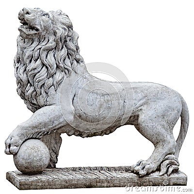 Stone lion. Clipping patch. Stock Photo