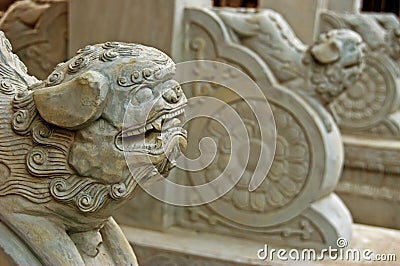 Stone lion gate keeper Stock Photo