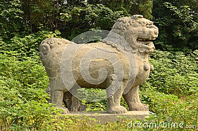 Stone Lion - Song Dynasty Tombs, Gongyi, China Stock Photo