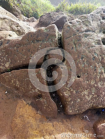 this stone looks good over precise cracks Stock Photo