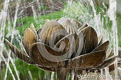 Stone lotus fountain at the Sik Sik Yuen Wong Tai Sin temple at Kowloon in Hong Kong, China. Editorial Stock Photo