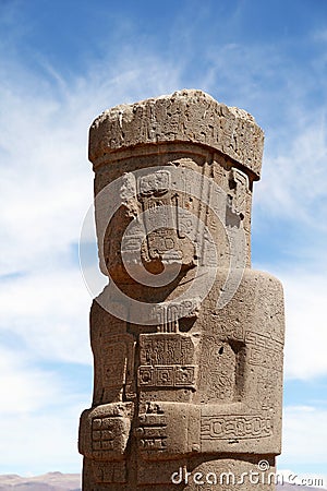 Stone Man in Tiwanaku, Bolivia Stock Photo