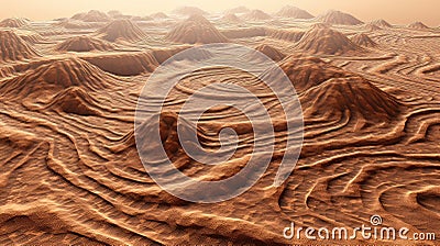 stone Mars Labyrinth Terrain Cartoon Illustration