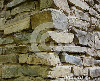 Stone masonry corner with rich and various texture Stock Photo