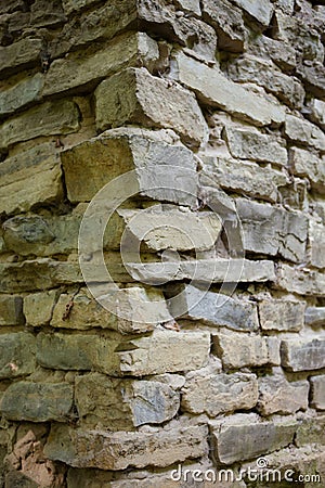 Stone masonry corner with rich and various texture Stock Photo