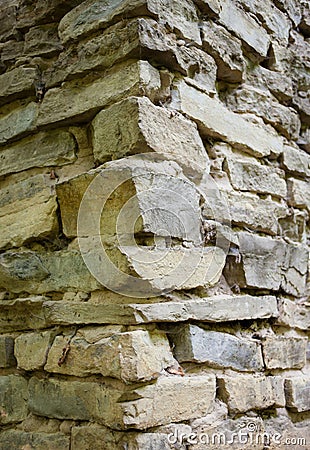 Stone masonry corner with rich and various texture Stock Photo