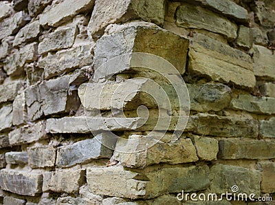 Stone masonry corner with rich and various texture Stock Photo