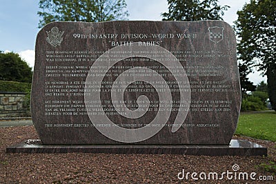 Stone in memory of the 99th Infantry Division Editorial Stock Photo