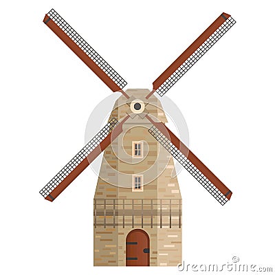 Stone mill on isolated white background. Vector illustration Vector Illustration