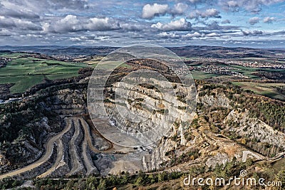 Stone mine by the Koneprusy on the cloudy day Stock Photo