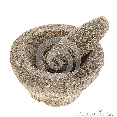 Stone mortar and pestle Stock Photo