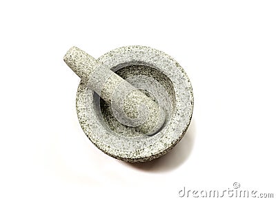 Stone mortar with pestle Stock Photo