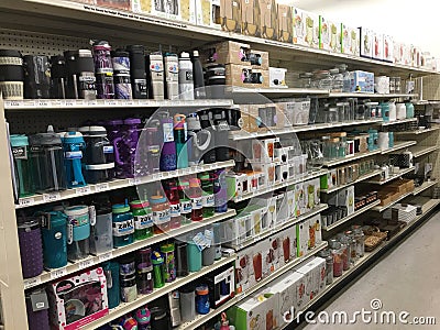 Big Lots 2020 retail discount store interior sports cups Editorial Stock Photo