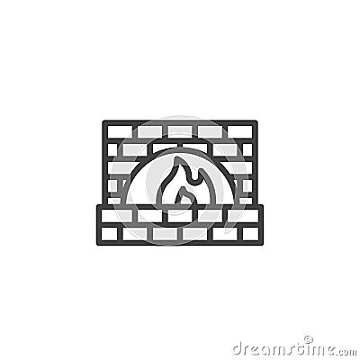 Stone oven or fireplace line icon Vector Illustration