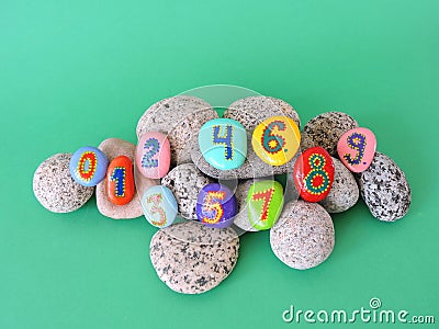 Stone with painted numbers Stock Photo