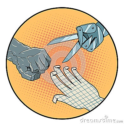 Stone paper scissors from their materials. Democracy. Vector Illustration