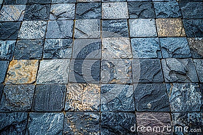 Stone Paved Block Floor Texture Background With Generative AI Stock Photo