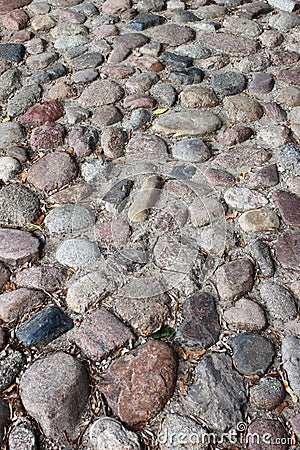 Stone pavement with river pebble gravel Stock Photo