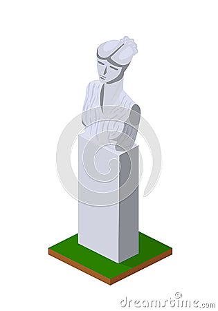 Stone pedestal, bust of people, monumental monument, eternal on pedestal. Vector Illustration