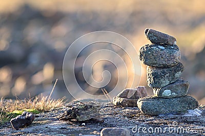 Stone pile with bokeh background Stock Photo
