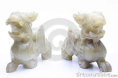 Stone Pixiu in White background Stock Photo