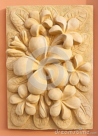 Stone Plumeria craft art design Stock Photo