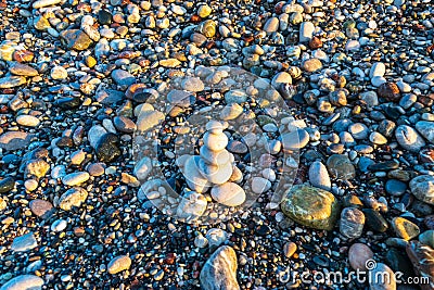 Stone Pyramid, Pebbles Balance Pile Stock Photo