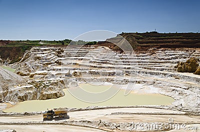 Stone quarry with excavate Stock Photo