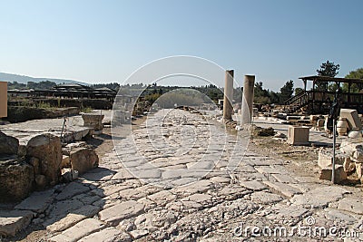 Stone Road Street in Zippori Archaeological Reserve Site and National Park, Israel Editorial Stock Photo