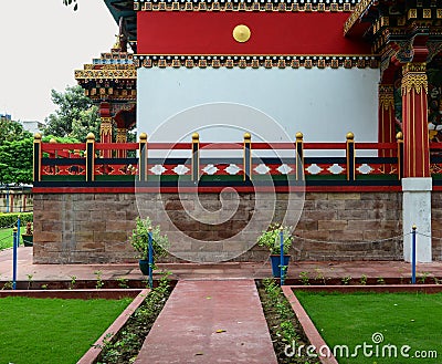 Stone road to the Tibetan temple in Bodhgaya, India Editorial Stock Photo