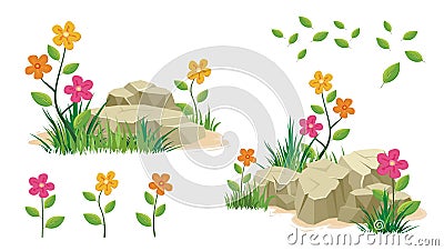 Stone and rock with flower Stock Photo
