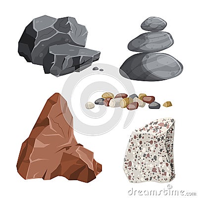stone rock set cartoon vector illustration Vector Illustration