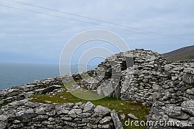 Stone Ruins of Clochan Beehive Huts Stock Photo