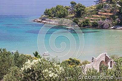 Hillside view of tranquility beach scene in Brac, Croatia Stock Photo