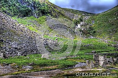 Stone Ruins in Glendalough Stock Photo