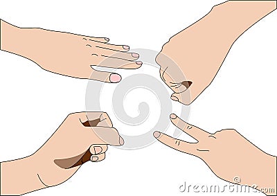 Stone - Scissors - Paper Vector Illustration