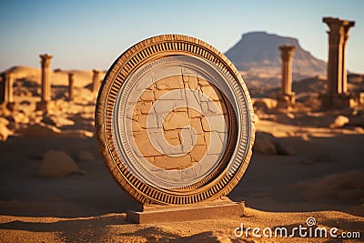 a stone sculpture in the desert Stock Photo
