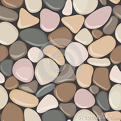 Stone seamless background texture. Pebbles seamless pattern. Vector Illustration