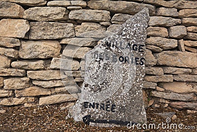 Stone signpost in the Bories Village , France Stock Photo