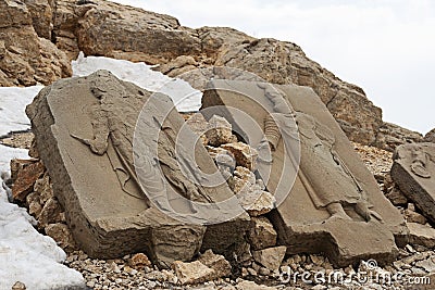 Stone slabs with bas-relief figures of ancient Persians Stock Photo