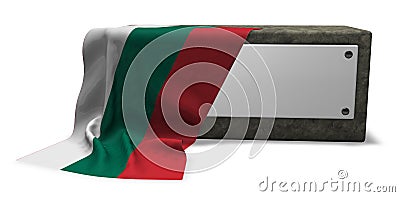 Stone socket with blank sign and flag of bulgaria Stock Photo