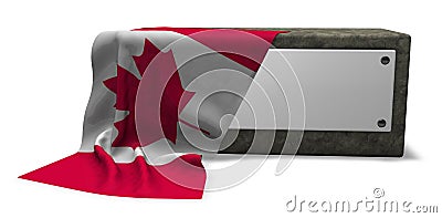 Stone socket with blank sign and flag of canada Stock Photo