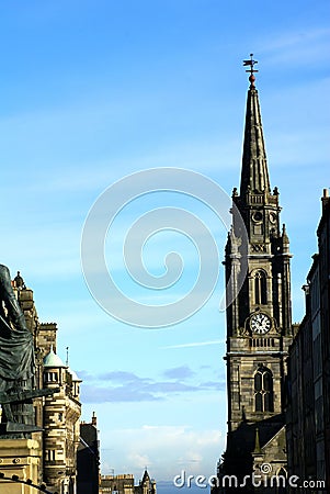 Stone spire on the Tron Kirk in Edinburgh, Scotland Stock Photo