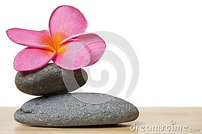 Stone Stack and Frangipani Flower Stock Photo