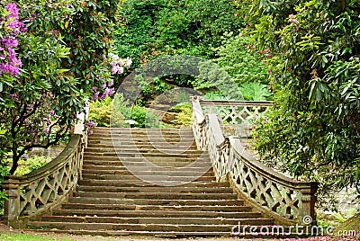 Stone stairs in Hever Castle gardens England Stock Photo